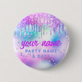 Badge Rond 5 Cm Parties scintillant holographique Lecteurs violet  (Devant)