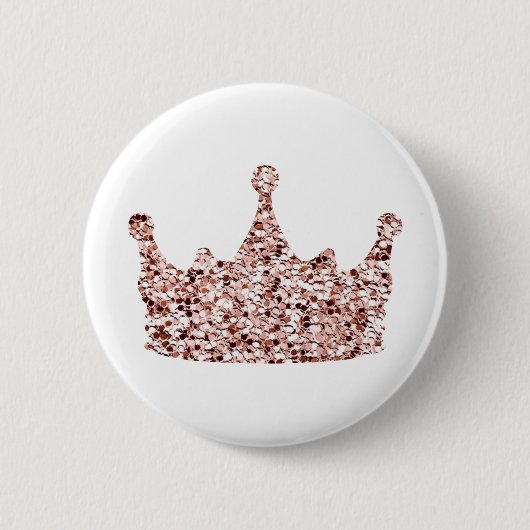 Badge Rond 5 Cm Parties scintillant Rose Gold Crown Clipart Queen (Devant)