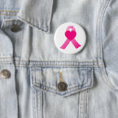 Badge Rond 5 Cm Parties scintillant rose Ruban Sensibilisation au  (En situation)