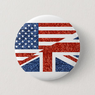 Badge Rond 5 Cm parties scintillant usa uk