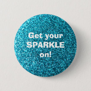 Badge Rond 5 Cm Parties scintillantes bleues de Faux