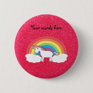 Badge Rond 5 Cm Parties scintillantes de rose de licorne