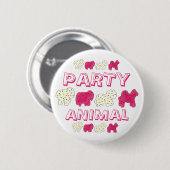 Badge Rond 5 Cm PARTY ANIMAL Crackers Cookies Circus Zoo Anniversa (Devant & derrière)