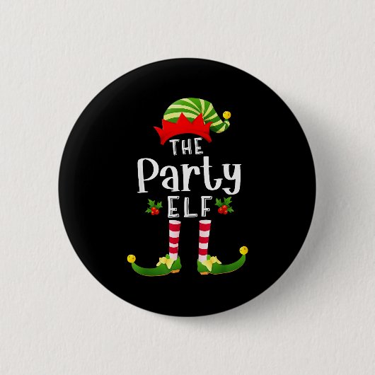 Badge Rond 5 Cm Party Christmas Elf Matching Pajama X-mas Party  (Devant)