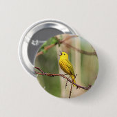 Badge Rond 5 Cm Paruline jaune chante (Devant & derrière)
