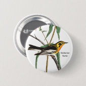 Badge Rond 5 Cm Paruline noire, Audubon, Oiseau sauvage, (Devant & derrière)