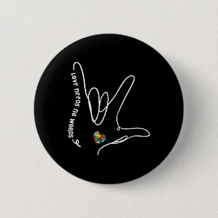 Badge Rond 5 Cm Pas besoin de mots Asl Puzzle Pièce Coeur Autisme 