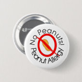 Badge Rond 5 Cm Pas de cacahuètes ! Allergie des arachides (Devant & derrière)
