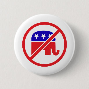 BADGE ROND 5 CM PAS DE GOP - ANTI-ÉLÉPHANT RÉPUBLICAIN