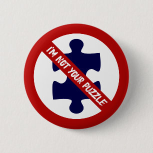 Badge Rond 5 Cm Pas de puzzle, pas de pièces de puzzle, Sensibilis