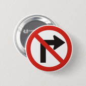 Badge Rond 5 Cm Pas tourne-à-droite (Devant & derrière)