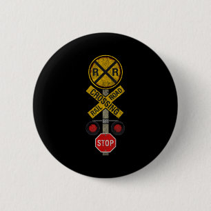 Badge Rond 5 Cm Passage à niveau Modèle de locomotive Amateur de t