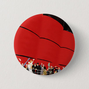 Badge Rond 5 Cm Passagers de bateaux de croisière vintages saluant