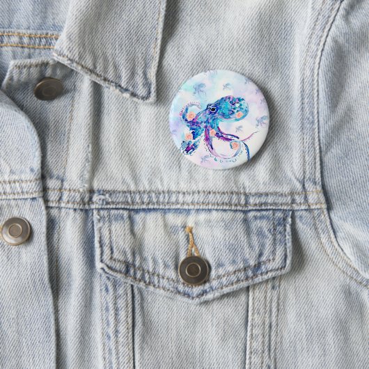 Badge Rond 5 Cm pastel de poulpe en rêve (En situation)