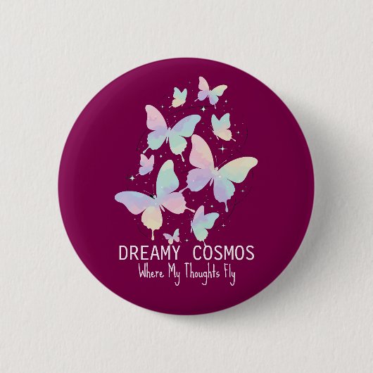 Badge Rond 5 Cm Pastel Galaxy Butterflies Dreamy Aesthetic (Devant)