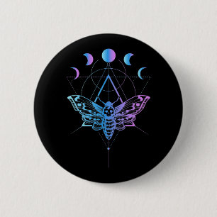 Badge Rond 5 Cm Pastel Goth Moon Moth Croissant Géométrie