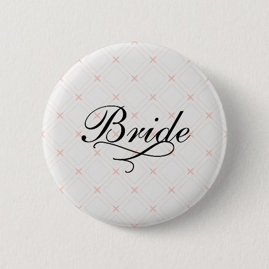 Badge Rond 5 Cm Pastel Peach et crème mariée géométrique (Devant)