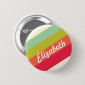 Badge Rond 5 Cm Pastel Rainbow Nom personnalisé (Devant & derrière)