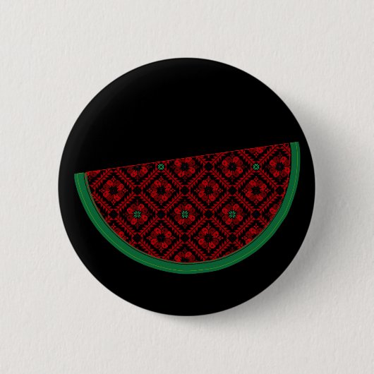 Badge Rond 5 Cm Pastèque de Palestine Broderie tatreez rouge (Devant)