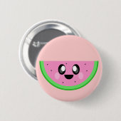 Badge Rond 5 Cm pastèque kawaii joli visage heureux (Devant & derrière)