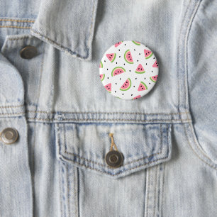 Badge Rond 5 Cm Pastèque rose, Graines de pastèque, Motif d'été