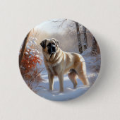 Badge Rond 5 Cm Pasteur Anatolien Laisser Neige Noël (Devant)