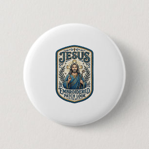 Badge Rond 5 Cm Patch Brodé Jésus Regardez Patch Brodé Jésus