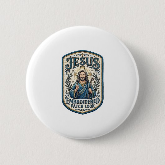 Badge Rond 5 Cm Patch Brodé Jésus Regardez Patch Brodé Jésus (Devant)