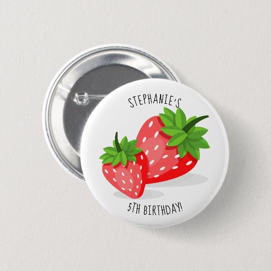 Badge Rond 5 Cm Patch fraise (Devant & derrière)