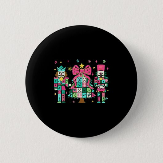 Badge Rond 5 Cm Patchwork Nutcracker Arbre de Noël Nk Nk Nutcracke (Devant)