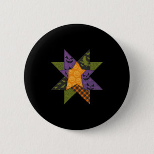 Badge Rond 5 Cm Patchwork Quilting Block Star Motif Halloween Qu