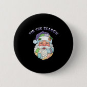Badge Rond 5 Cm Patchwork Santa Claus Face Preppy Girly Christmas (Devant)