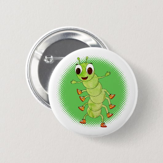 Badge Rond 5 Cm Paterpillar verte déprimée (Devant & derrière)