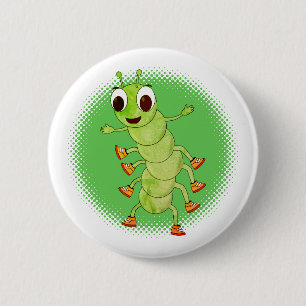 Badge Rond 5 Cm Paterpillar verte déprimée