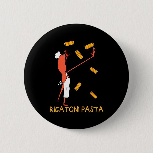 Badge Rond 5 Cm Pâtes Rigatoni Funny Marcus Le Ver (Devant)