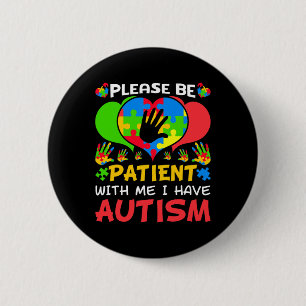 Badge Rond 5 Cm Patient Moi Coeur Colorful Puzzle J'Ai Autisme Awa