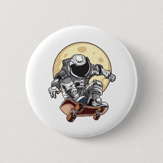 Badge Rond 5 Cm Patin Astronaute (Devant)