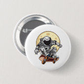 Badge Rond 5 Cm Patin Astronaute (Devant & derrière)