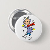 Badge Rond 5 Cm Patinage de glace d'hiver (Devant & derrière)