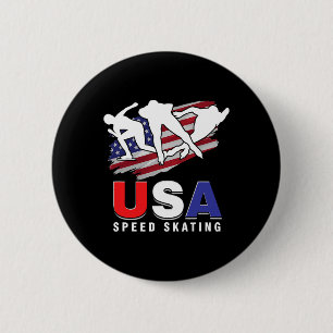 Badge Rond 5 Cm Patinage sur glace Usa Patineurs Vitesse Figure Pa