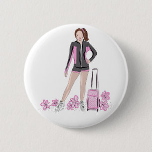 Badge Rond 5 Cm Patineur artistique avec le sac de Zuka