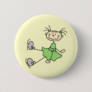 Badge Rond 5 Cm Patineuse artistique en robe verte T-shirts et Cad