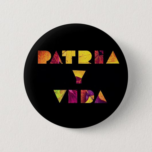 Badge Rond 5 Cm Patria y Vida Noir Bourgogne automne (Devant)