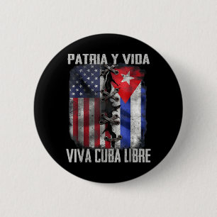 Badge Rond 5 Cm Patria Y Vida Vive Cuba Libre Patriotique Rétro US