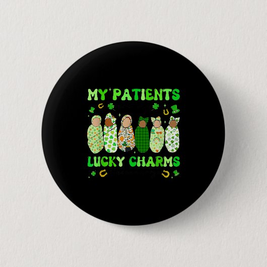 Badge Rond 5 Cm Patrick's Day Nurse My Patients Are My Lucky Nicu  (Devant)