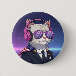 Badge Rond 5 Cm Patriote du millénaire - Bouton de chat Gen Z