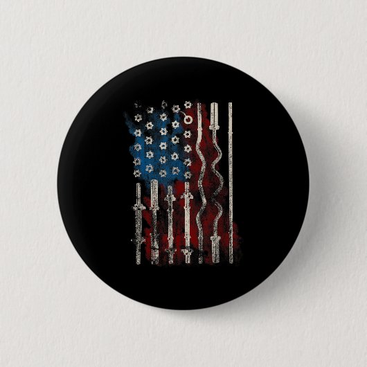 Badge Rond 5 Cm Patriotic American Flag Gym For Weight Lifters (Devant)