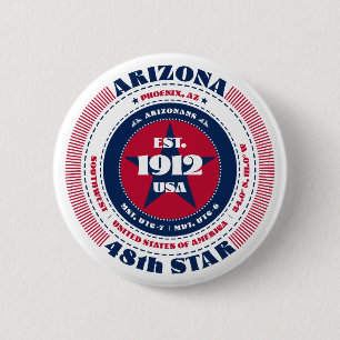 Badge Rond 5 Cm Patriotic Arizona Circle avec détails d'état