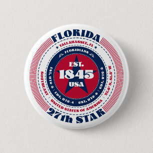 Badge Rond 5 Cm Patriotic Florida Circle avec détails d'état