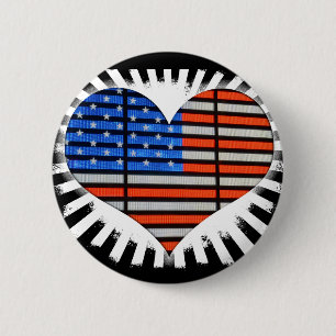 Badge Rond 5 Cm Patriotic Heart American Flag